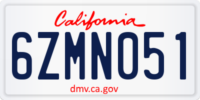 CA license plate 6ZMN051