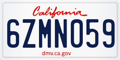 CA license plate 6ZMN059