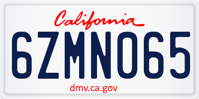 CA license plate 6ZMN065