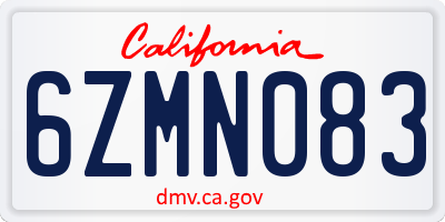 CA license plate 6ZMN083