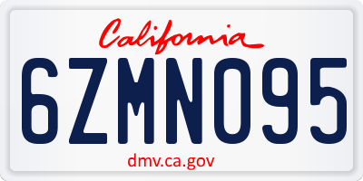 CA license plate 6ZMN095