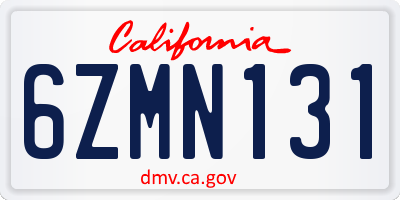 CA license plate 6ZMN131