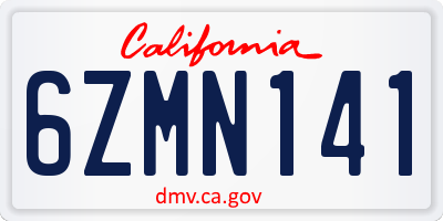 CA license plate 6ZMN141