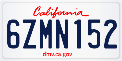 CA license plate 6ZMN152
