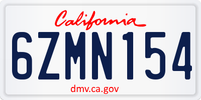 CA license plate 6ZMN154