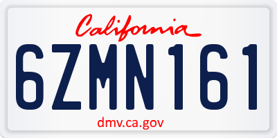 CA license plate 6ZMN161