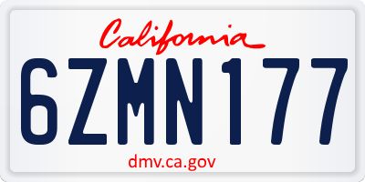 CA license plate 6ZMN177