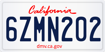CA license plate 6ZMN202