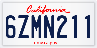 CA license plate 6ZMN211