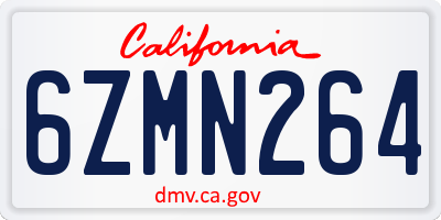 CA license plate 6ZMN264