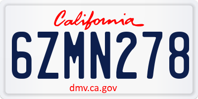 CA license plate 6ZMN278