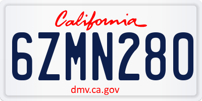 CA license plate 6ZMN280