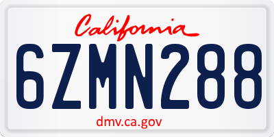 CA license plate 6ZMN288