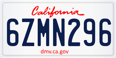 CA license plate 6ZMN296