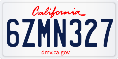 CA license plate 6ZMN327