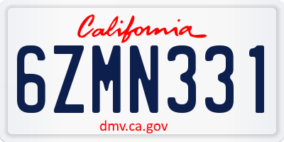 CA license plate 6ZMN331