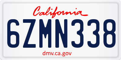 CA license plate 6ZMN338