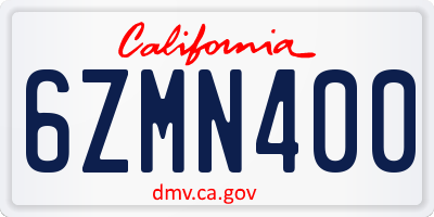 CA license plate 6ZMN400