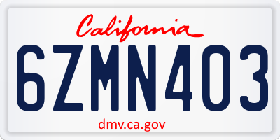 CA license plate 6ZMN403