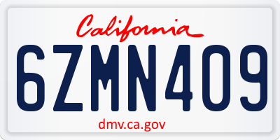 CA license plate 6ZMN409