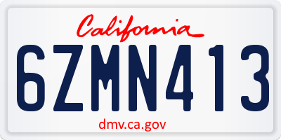 CA license plate 6ZMN413