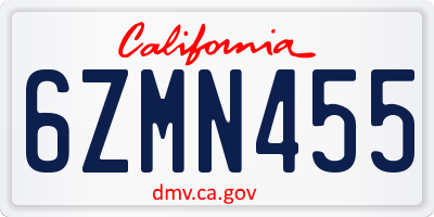 CA license plate 6ZMN455