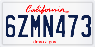 CA license plate 6ZMN473