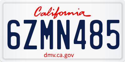CA license plate 6ZMN485