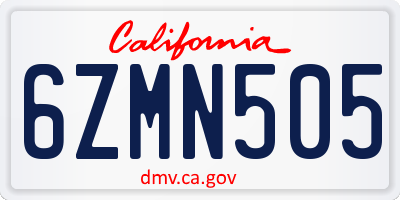 CA license plate 6ZMN505
