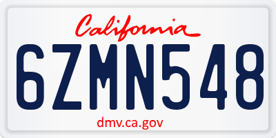 CA license plate 6ZMN548