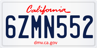 CA license plate 6ZMN552