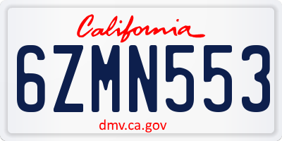 CA license plate 6ZMN553