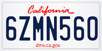 CA license plate 6ZMN560