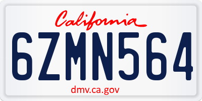 CA license plate 6ZMN564