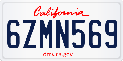 CA license plate 6ZMN569