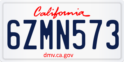 CA license plate 6ZMN573
