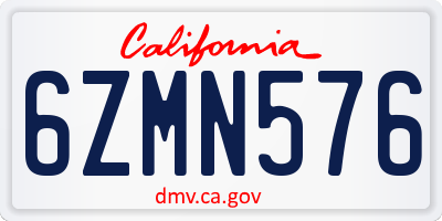 CA license plate 6ZMN576