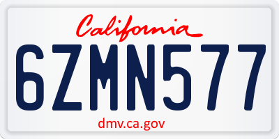 CA license plate 6ZMN577