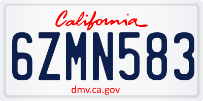 CA license plate 6ZMN583
