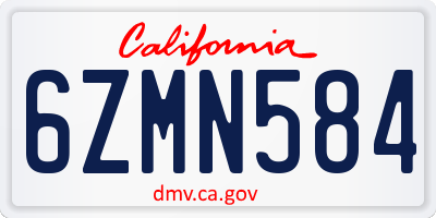 CA license plate 6ZMN584