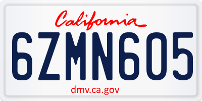 CA license plate 6ZMN605