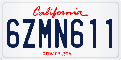 CA license plate 6ZMN611