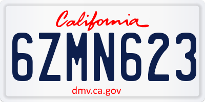 CA license plate 6ZMN623