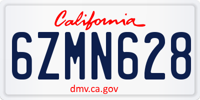 CA license plate 6ZMN628