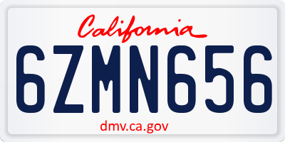 CA license plate 6ZMN656