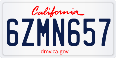 CA license plate 6ZMN657