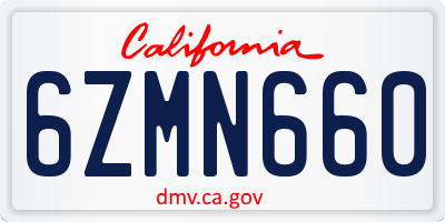 CA license plate 6ZMN660