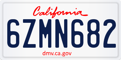 CA license plate 6ZMN682