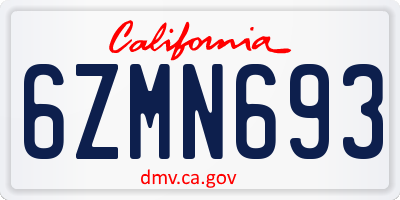 CA license plate 6ZMN693