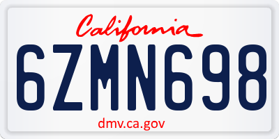CA license plate 6ZMN698